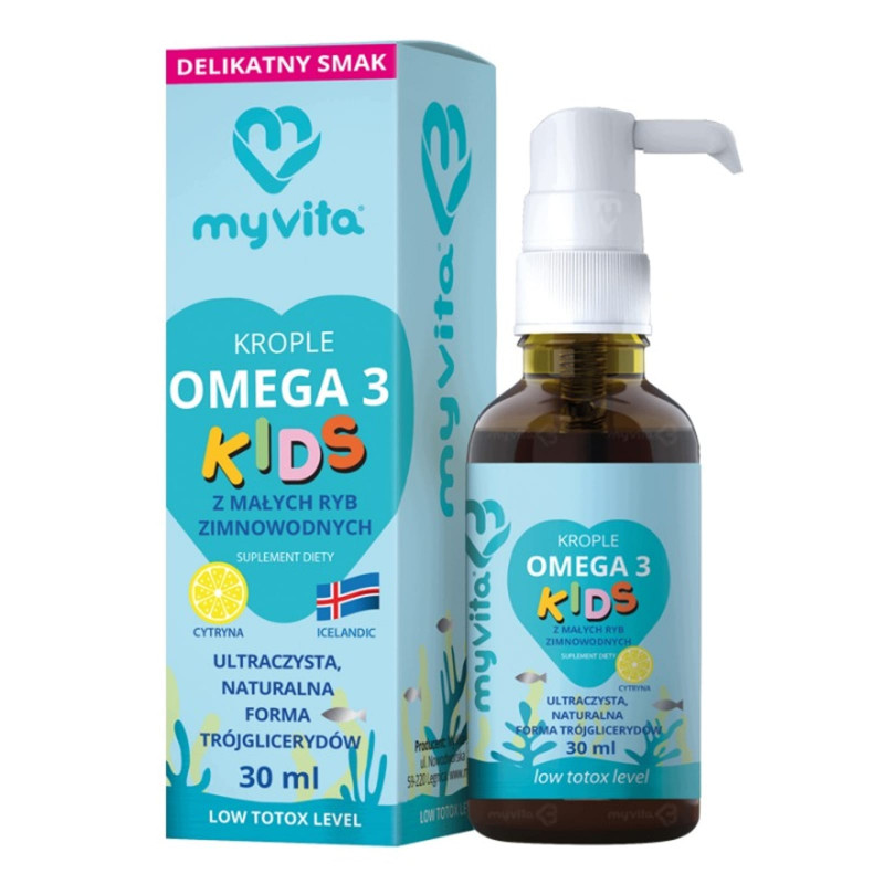 Kwasy Tłuszczowe dla Dzieci MyVita KROPLE Omega 3 KIDS - 30ml