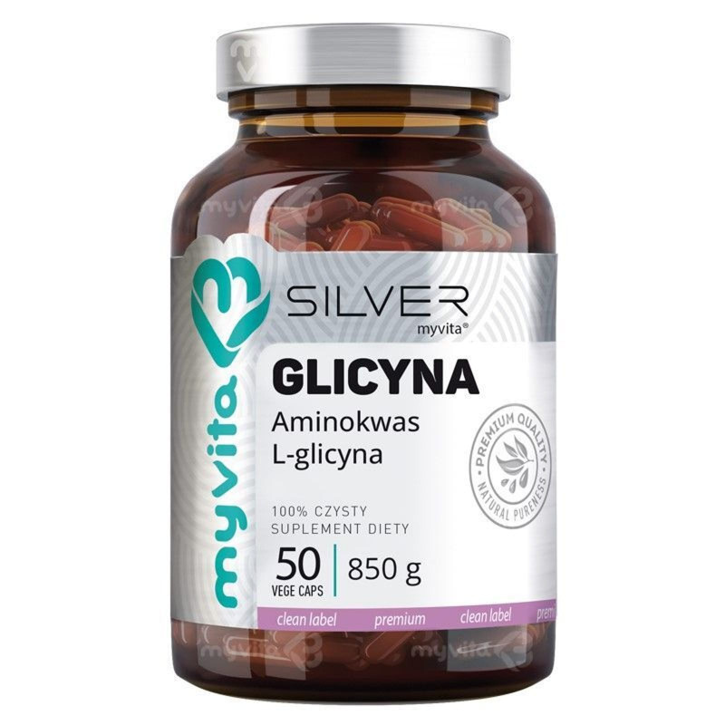 Aminokwasy Glicyna MyVita Silver Pure 100% Glicyna 850mg 50 kapsułek