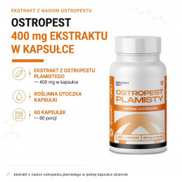 Ostropest plamisty Świat Supli: 400 mg ekstraktu w kapsułce, roślinna otoczka, opakowanie 60 kapsułek.