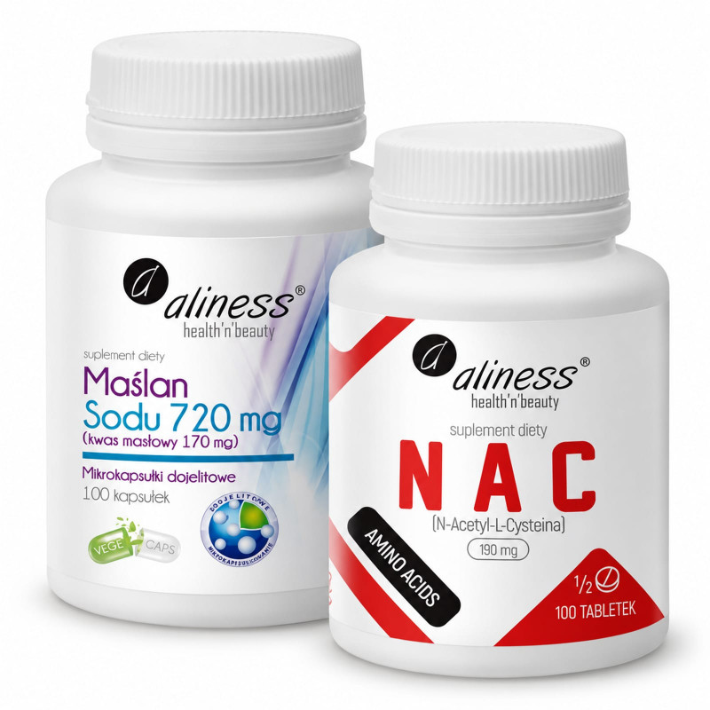 Zestaw Aliness Maślan sodu 720mg +  Aliness NAC 190 mg