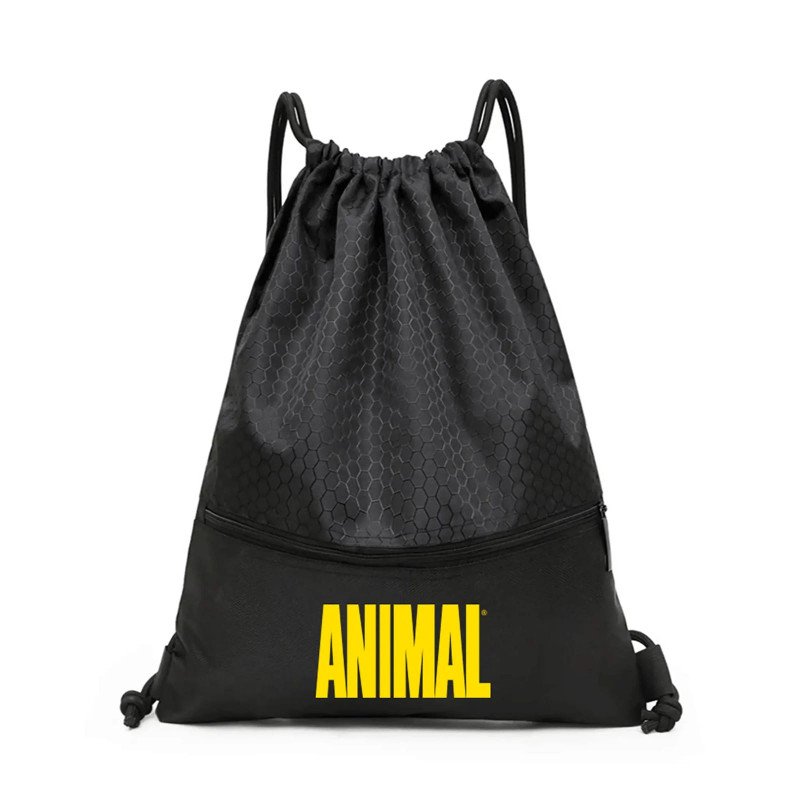 Universal Animal Drawstring Backpack Black