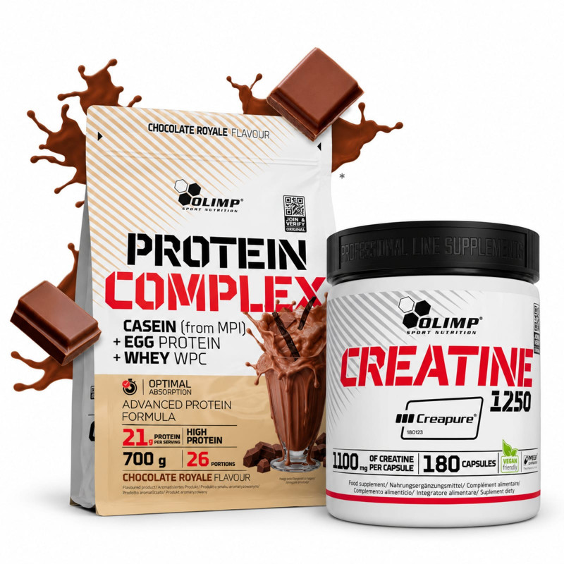 Zestaw Olimp Protein Complex Chocolate Royal 700g + Creapure 180kaps
