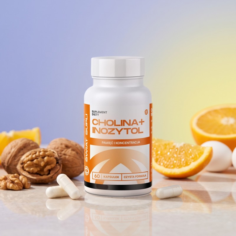 Wsparcie Mózgu i Odporności Cholina + Inozytol Świat Supli cholina+inozytol 60 kap 350mg