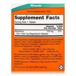 MINERAŁY NOW FOODS MAGNESIUM MALATE 1000 MG 180 TAB