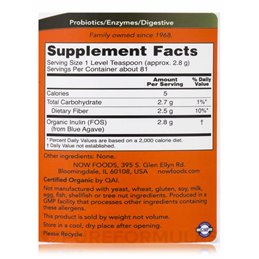 NOW Foods Inulin Powder, Organic 227 grams