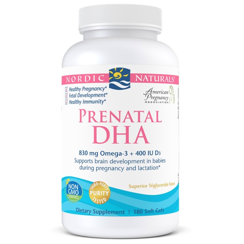 Witaminy dla Kobiet w Ciąży Nordic Naturals Prenatal DHA 830mg Unflavored 180softgels