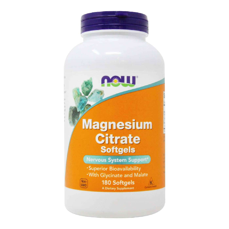 Minerały Magnez Now Foods Magnesium Citrate 180softgels